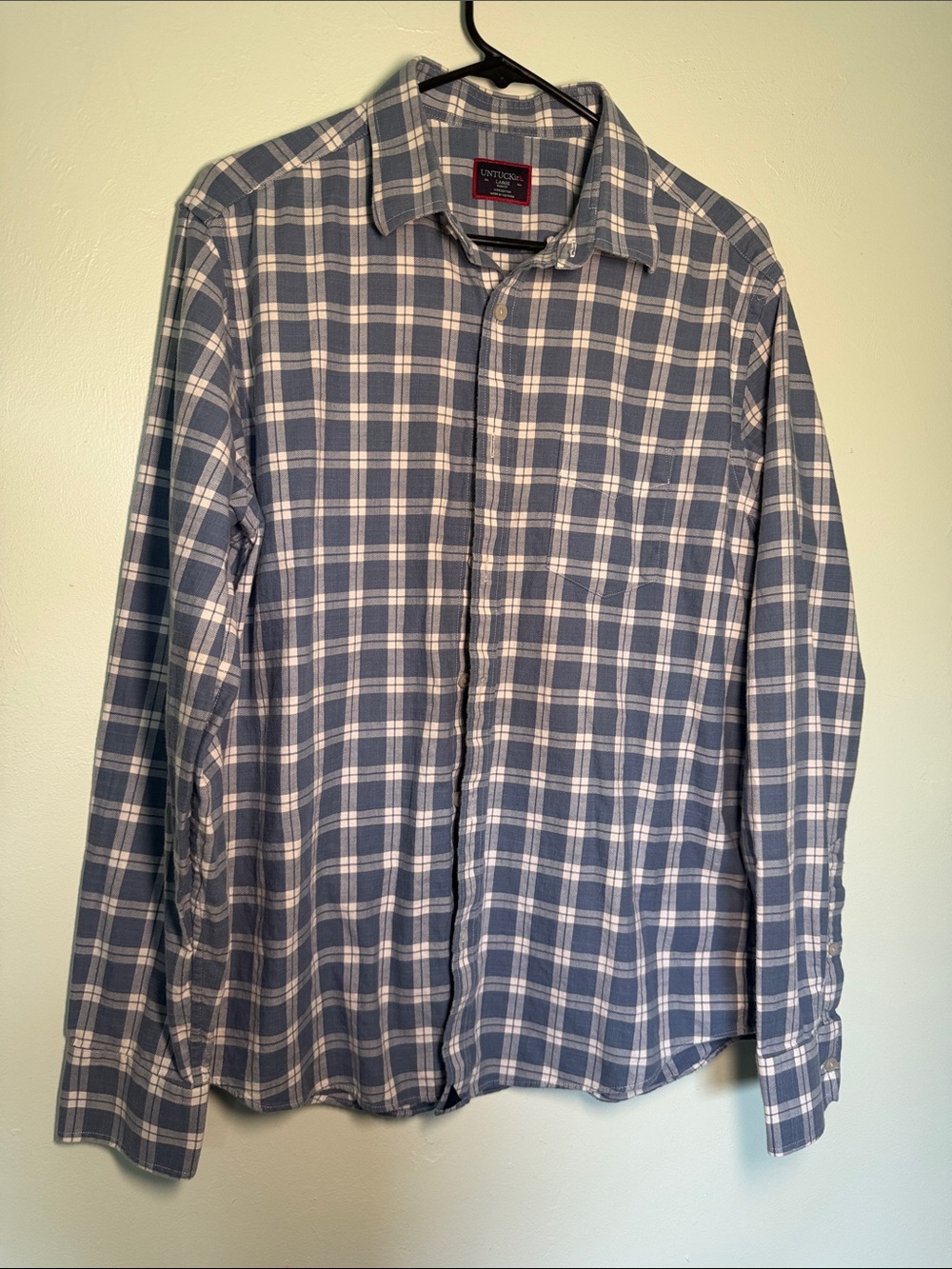 UNTUCKit Gray and White Plaid Long-Sleeve Button-Down Shirt Men’s Large